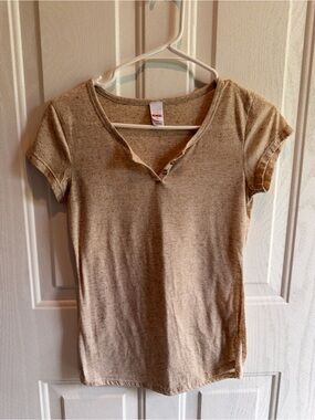 BONGO Heathered Beige Short Sleeve Henley